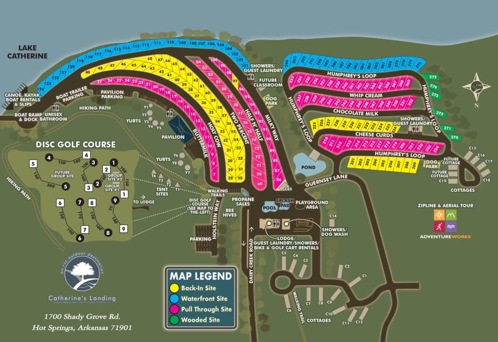 Resort Map at Catherine's Landing RV Resort in Hot Springs Arkansas