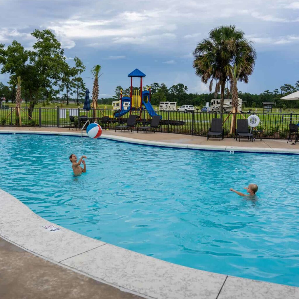 Kids playing at the pool