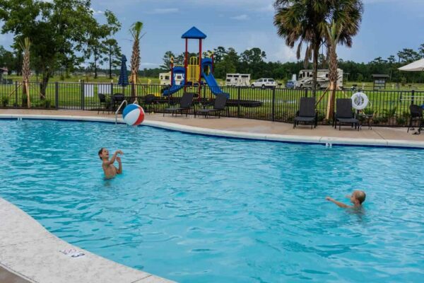 Kids playing at the pool