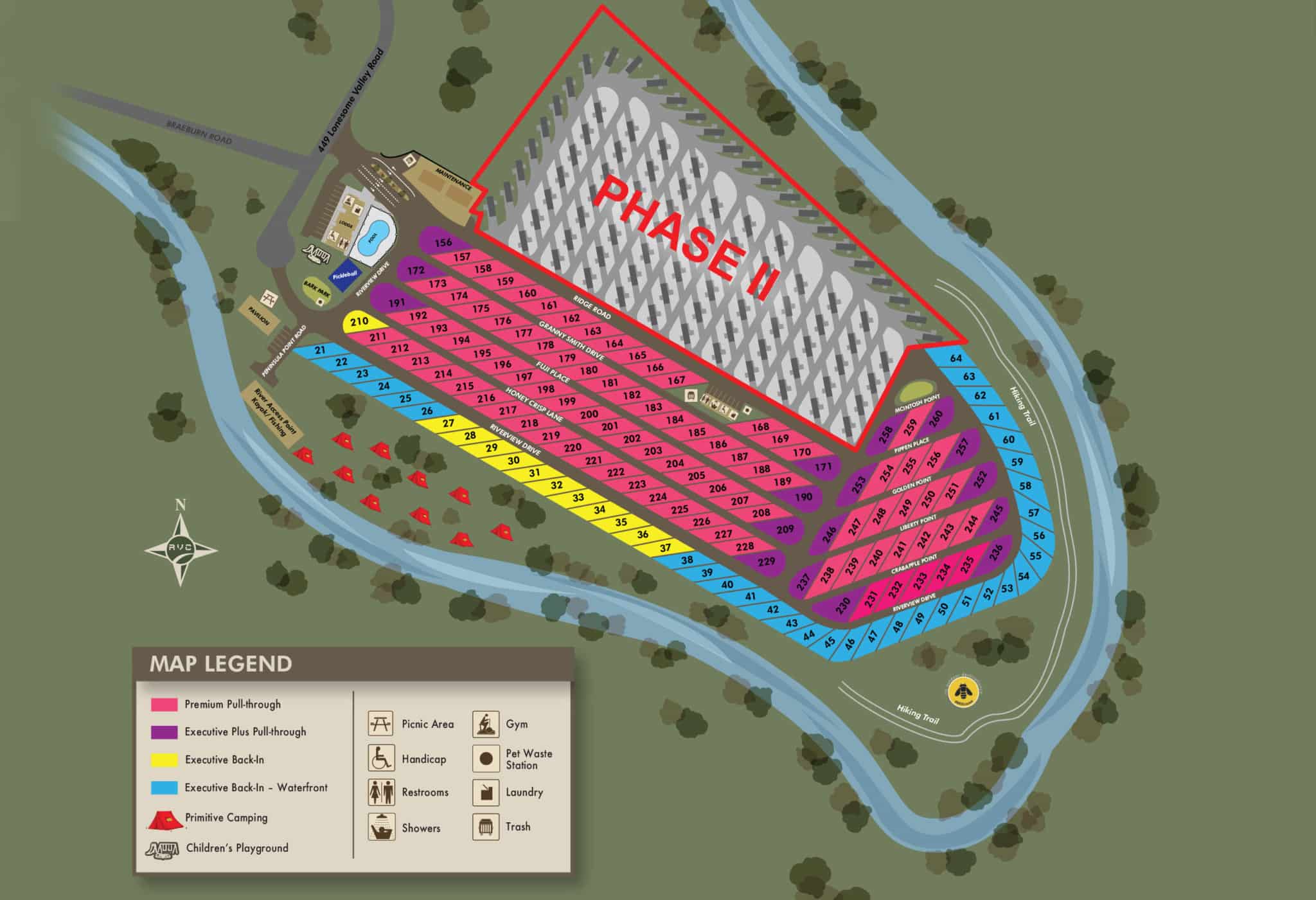 Property Map for Pigeon Landing RV Resort Sevierville TN