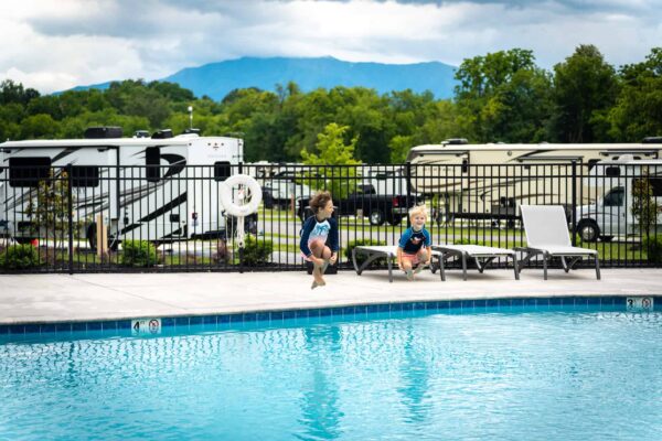 Kids playing at the pool