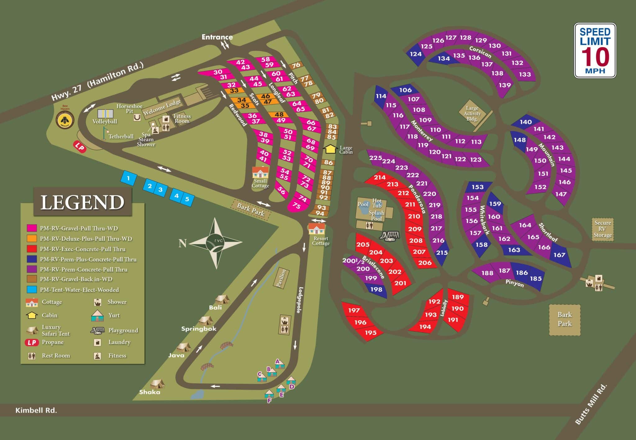 Resort Map at Pine Mountain Campground and RV Resort