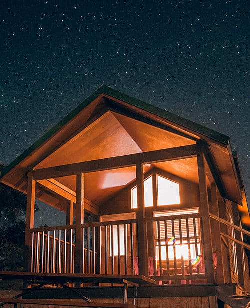 Yosemite RV Resort Cabin - Night
