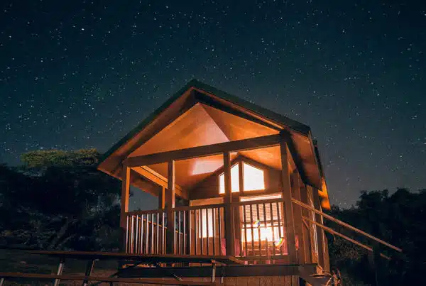 Yosemite RV Resort Cabin - Night