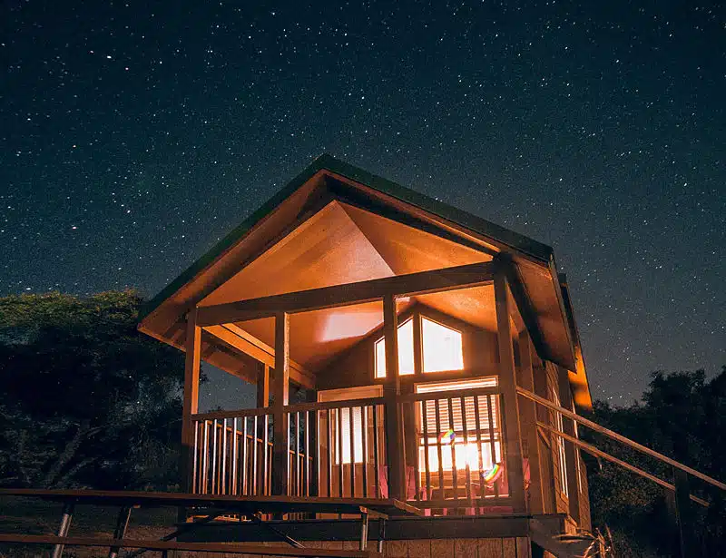 Yosemite RV Resort Cabin - Night