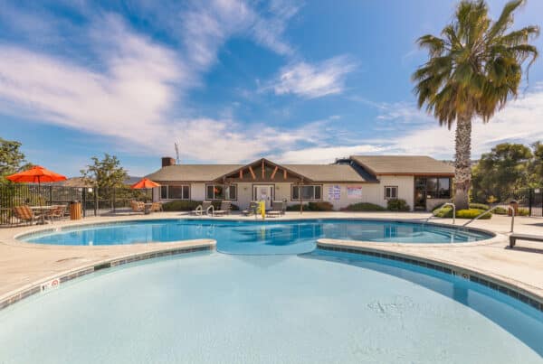main pool area at yosemite rv resort