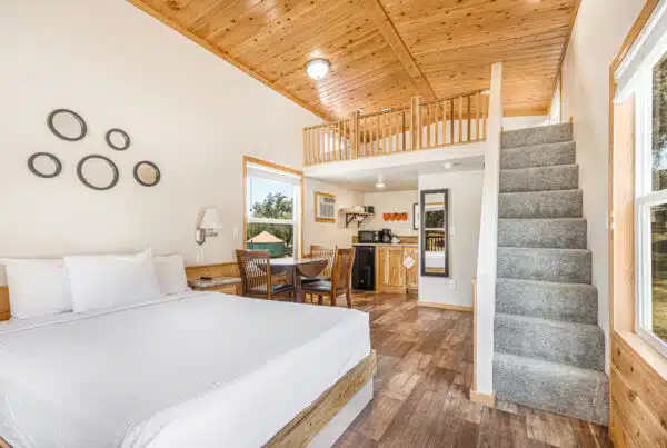 inside mountain cottage at Yosemite RV resort