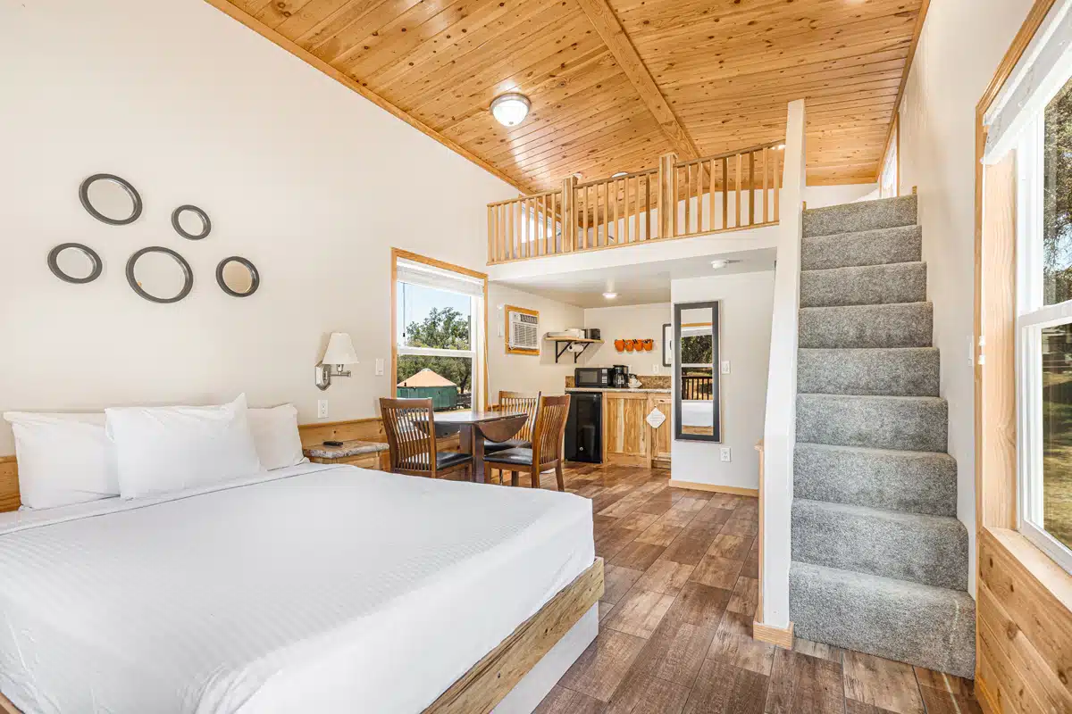 inside mountain cottage at Yosemite RV resort